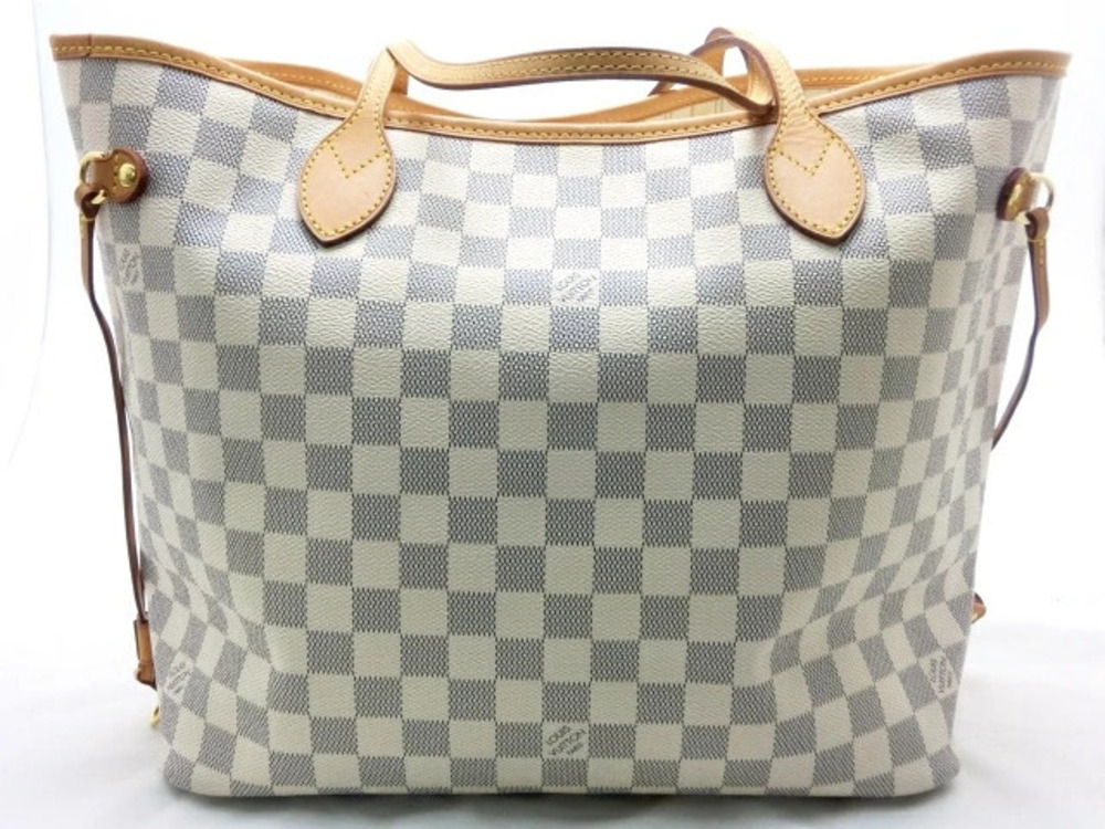 LOUIS VUITTON Neverfull Damier Azur White Tote Bag
